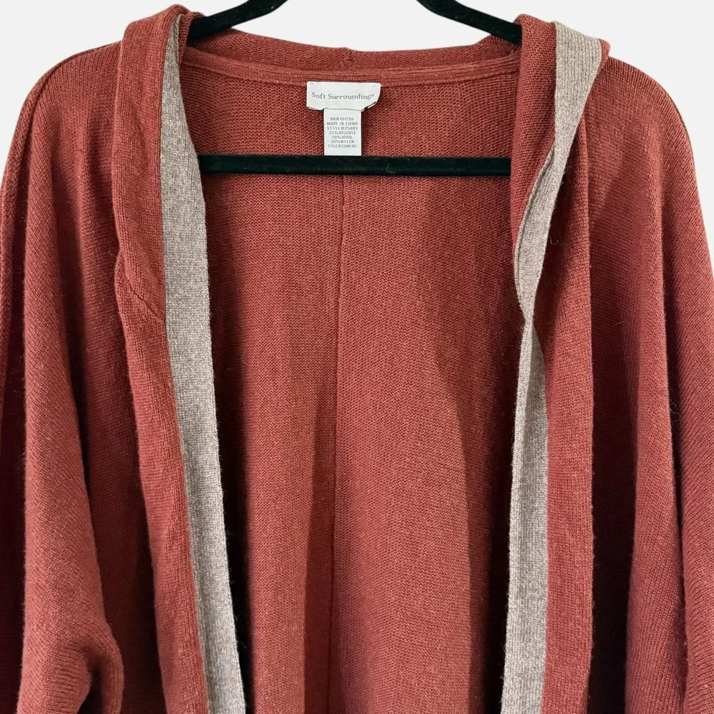 Soft Surroundings Sweater Womens S Rust Red Orange Cashmere Wool‎ Open Cardigan